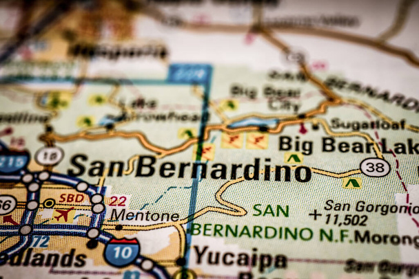 San Bernardino USA map travel background - Photo, Image