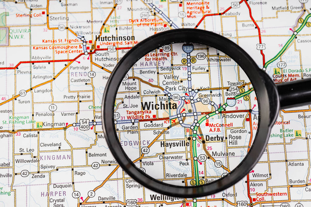 Wichita USA map travel background - Photo, Image