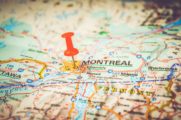 カナダ地図上のモントリオール - 写真・画像