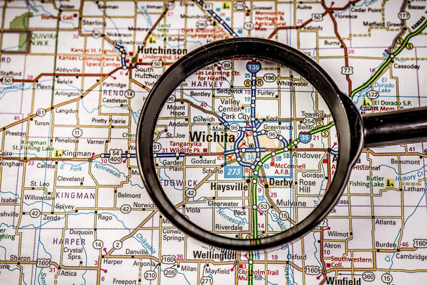 Wichita Usa kaart reisachtergrond - Foto, afbeelding