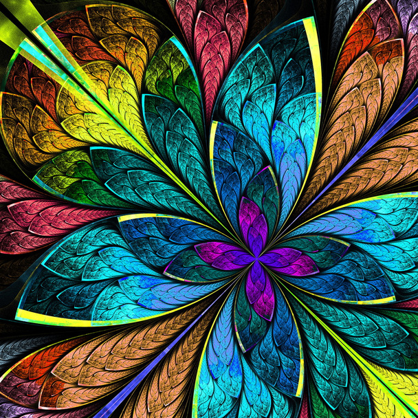 Hermosa flor fractal multicolor. Gráficos generados
 - Foto, Imagen