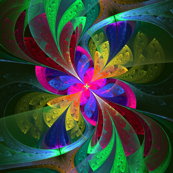 Multicolor bela flor fractal. Gráficos gerados por computador
 - Foto, Imagem