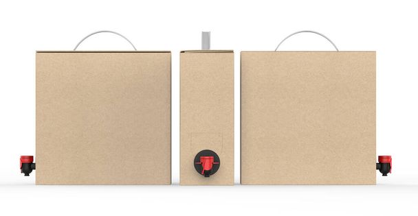 Blank Paper  Hard Box Wine Dispenser with a Tap For Branding. 3d render illustration. - Photo, Image
