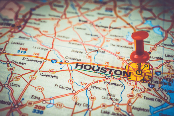 Houston on USA mapa viagem fundo
 - Foto, Imagem