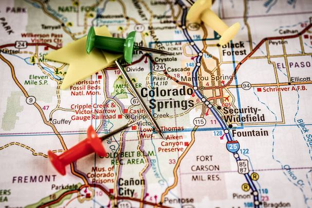 Colorado Springs USA map travel background - Photo, Image