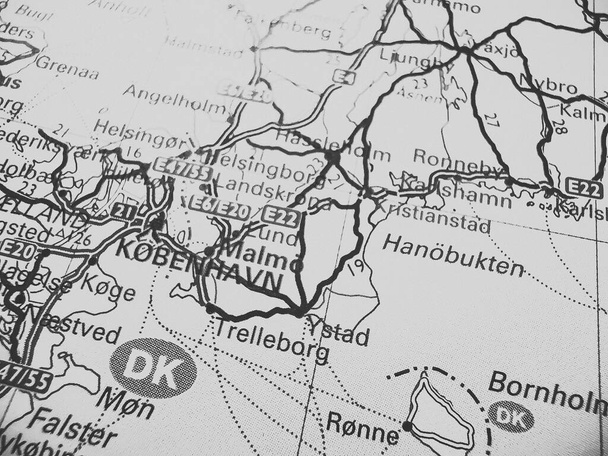 ヨーロッパの道路地図上のKobenhan - 写真・画像