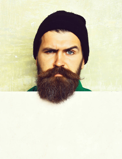 bearded man posing on studio wall background - Photo, image