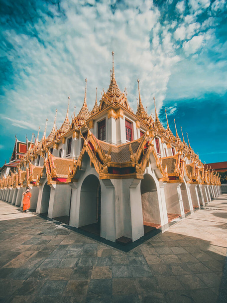 Loha Prasat temple in Bangkok old town in Thailand - Foto, Imagen