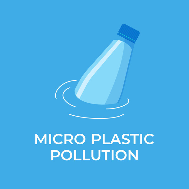 Mikroplastik-Verschmutzungskonzept. Mikroplastik im Wasser. Vektorillustration. - Vektor, Bild