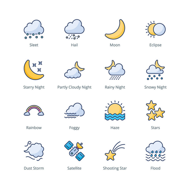 Weather filled line Icons - stroke, vector - Vector, Image