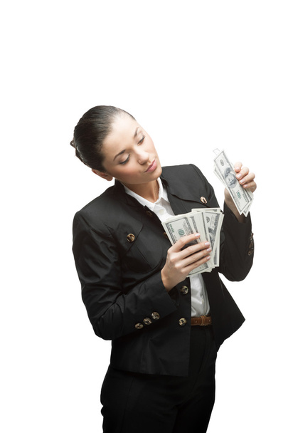 businesswoman holding money - Φωτογραφία, εικόνα
