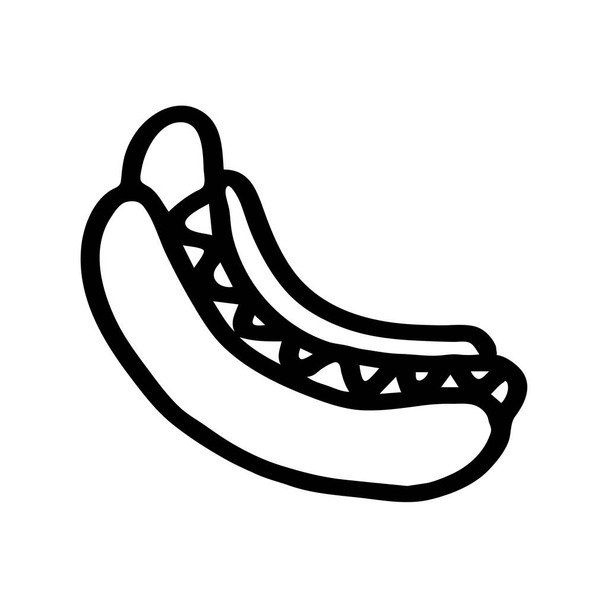 Desenho à mão preto ilustração vetorial de um cachorro-quente isolado em um fundo branco para férias ou jantar para livro de culinária
 - Vetor, Imagem