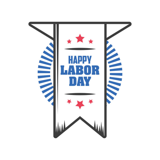 Etikett happy Labor Day Feier auf weißem Hintergrund - Vektor, Bild