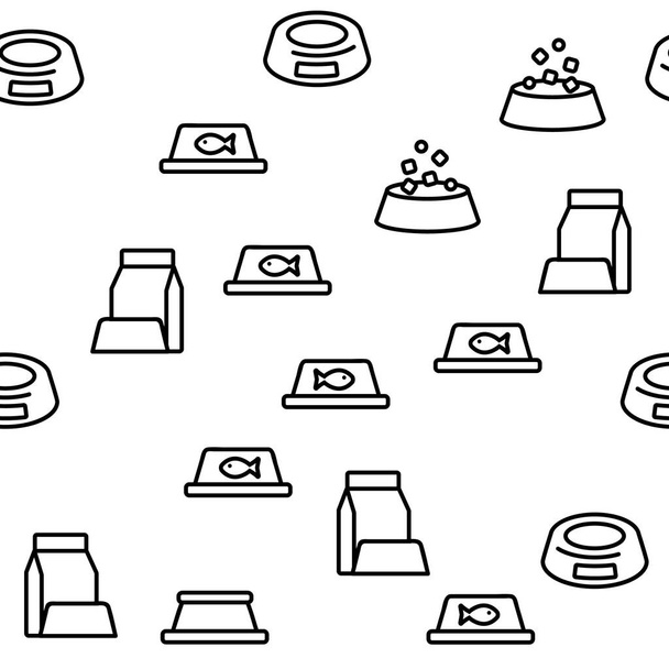 Pet Bowl Вектор Безшовний візерунок Тонка лінія Ілюстрація
 - Вектор, зображення