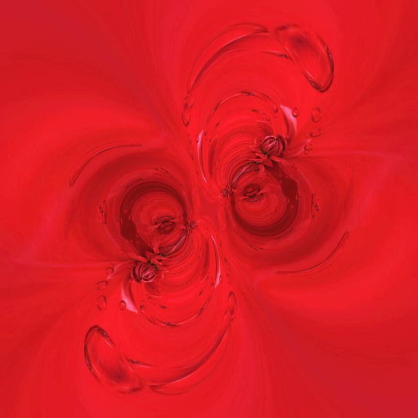 bloemen fantasie patronen van een enkele donkere rode dahlia bloeien in close-up patronen door regen druppel effect - Foto, afbeelding