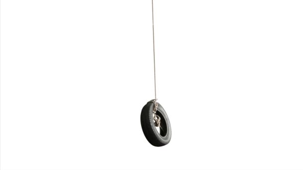An Isolated Moving Tyre (Or Tire) Swing On A White Background - Footage, Video