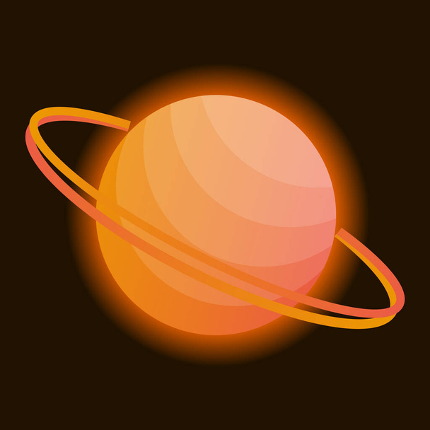 Λαμπερός πλανήτης του Κρόνου σε μαύρο φόντο. Πλανήτης με δαχτυλίδια για το σχεδιασμό σας. Εικονογράφηση διανύσματος. - Διάνυσμα, εικόνα