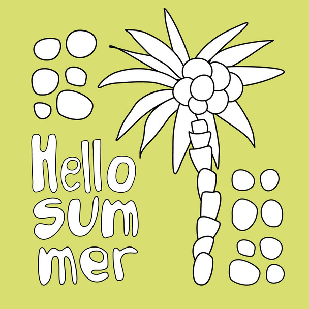 Hello summer. Retro design template for print design. Welcome party poster Lettering typography. Vector logo template. Texture background. - Vector, Imagen