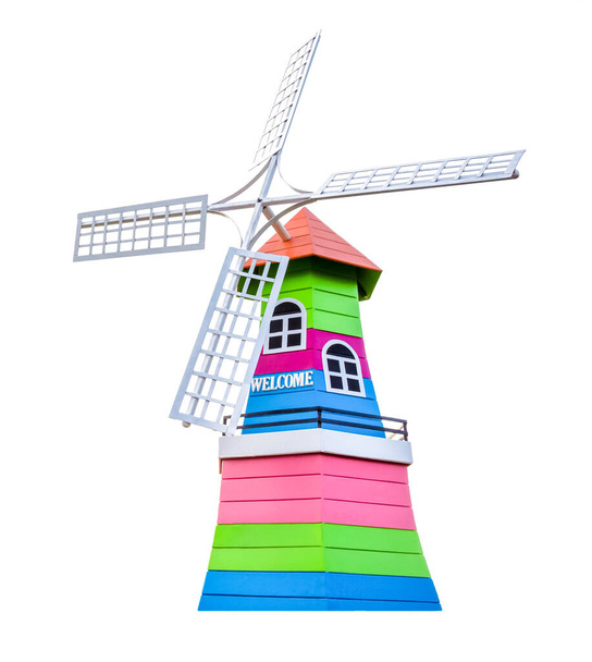 ветряная мельница на белом фоне - Фото, изображение