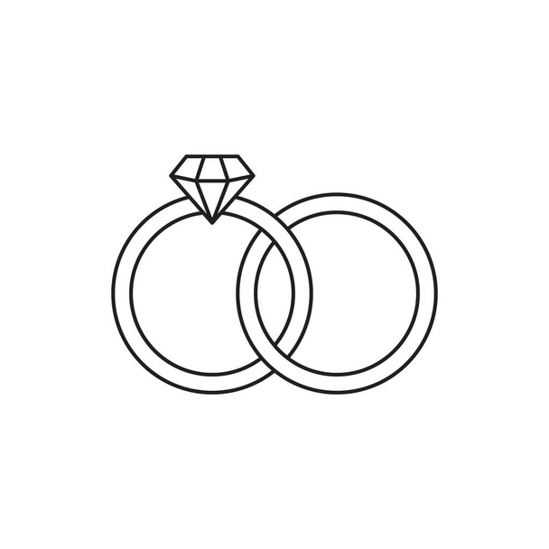 Pierścienie ślubne z ikoną Diamond na białym, ilustracja wektor. - Wektor, obraz