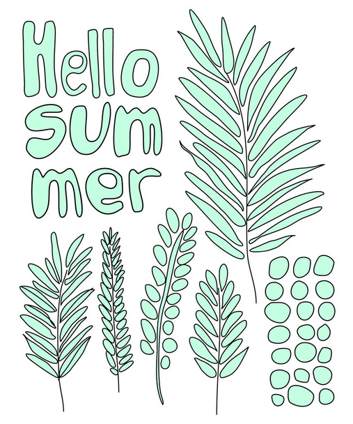 Hello summer. Retro design template for print design. Welcome party poster Lettering typography. Vector logo template. Texture background. - Vetor, Imagem