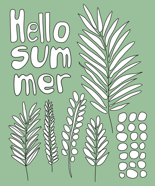 Hello summer. Retro design template for print design. Welcome party poster Lettering typography. Vector logo template. Texture background. - Διάνυσμα, εικόνα