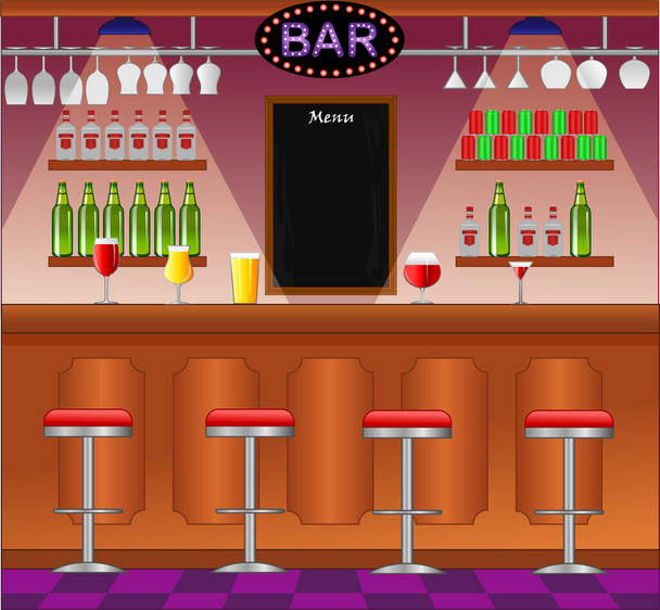 Interior del pub, cafetería o bar
 - Vector, imagen