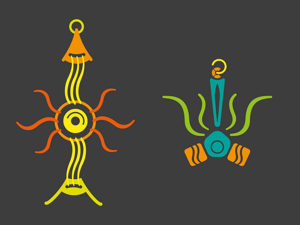Ornamente des verlorenen Atlantis. Schätze von Perun. Vektorillustration von Amuletten. Vektorgrafik - Vektor, Bild