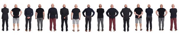 rear view of a man in various outfits on white background,  - Photo, Image