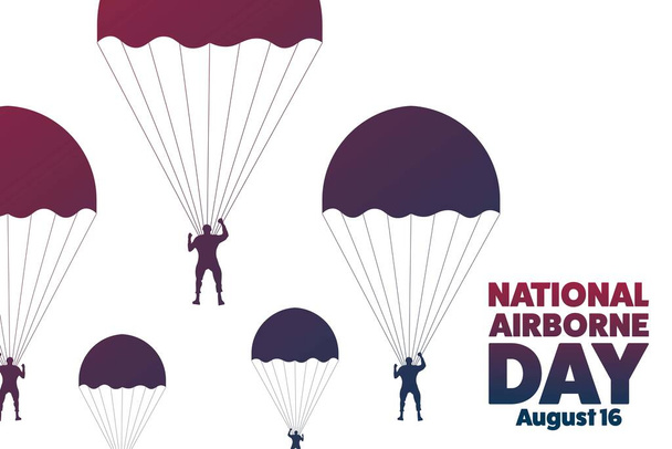 National Airborne Day. August 16. Holiday concept. Template for background, banner, card, poster with text inscription. Vector EPS10 illustration - Vector, Image