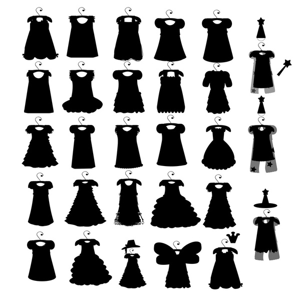 Set of dresses silhouette iseamless pattern - Vector, imagen