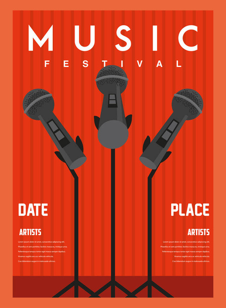 Poster Musikfestival, musikalische kreative Einladung - Vektor, Bild