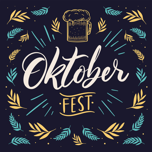 Oktoberfest  typography vector design for greeting cards and poster. Beer Festival vector banner. Design template celebration. Vector illustration. - Vektor, obrázek