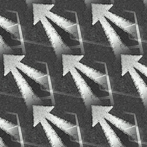 flecha de dirección blanca gemela brillante en una nueva superficie limpia de asfalto negro creando patrones y diseños
 - Foto, Imagen