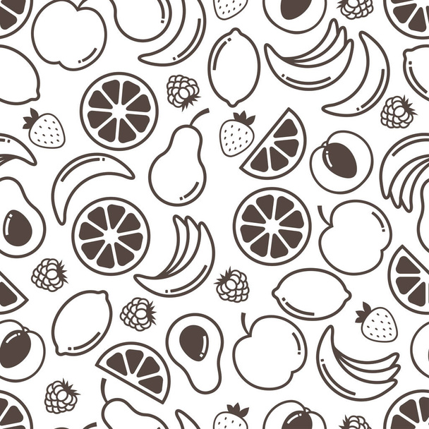 Verschiedene Lebensmittel nahtlose Muster Hand gezeichnet Hintergrund Textur - Foto, Bild