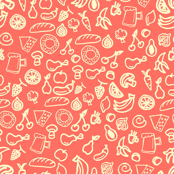 Varios alimentos patrón sin costura Textura de fondo dibujado a mano
 - Foto, imagen