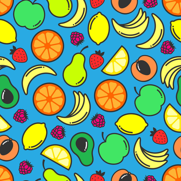 Diverse voedsel naadloos patroon Handgetekende achtergrond textuur - Foto, afbeelding