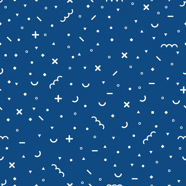 Memphis modrý vzor Minimální abstraktní pozadí geometrický vzor s různými tvary  - Fotografie, Obrázek
