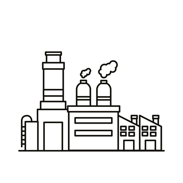 indústria edifícios de fábrica e chaminés ícones de estilo de linha
 - Vetor, Imagem