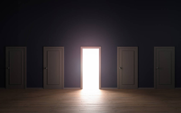 lśniące otwarte drzwi sukcesu i nadziei - Zdjęcie, obraz