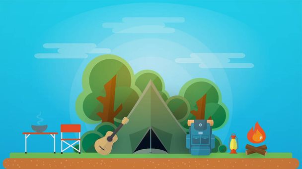 キャンプと屋外レクリエーションのコンセプト夏の風景  - 写真・画像