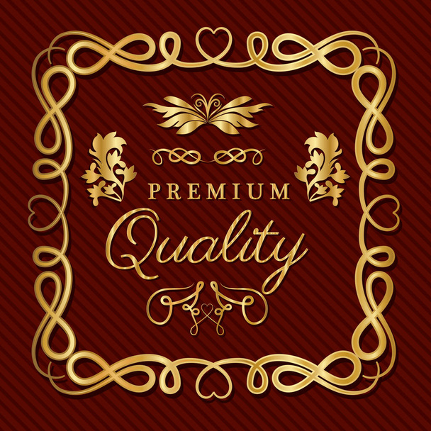 Premium quality with gold ornament frame vector design - Vector, Image
