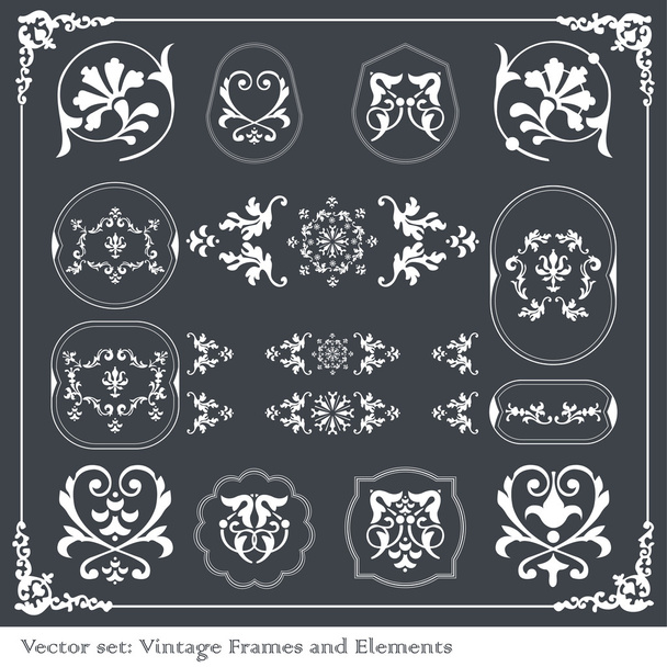 Vintage elements for frame or book cover, card vector - Vetor, Imagem