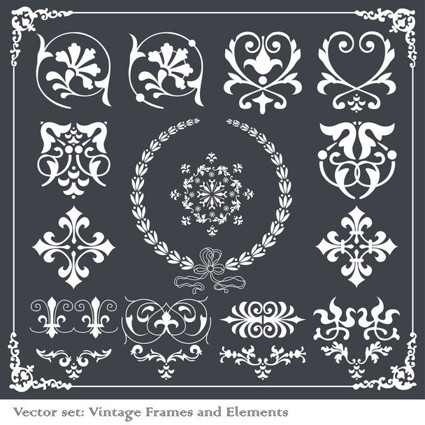 Vintage elements for frame or book cover, card vector - Вектор,изображение