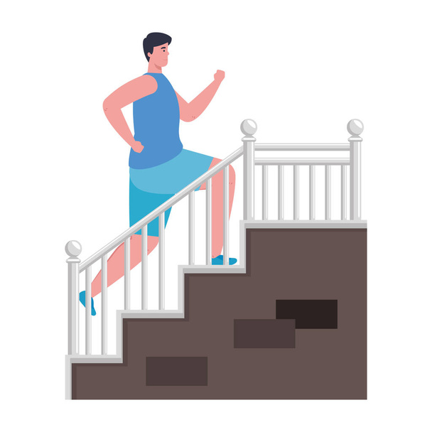 hombre corriendo, subiendo escaleras, atleta masculino, deportista
 - Vector, Imagen