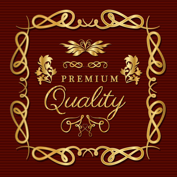 Premium quality with gold ornament frame vector design - Vetor, Imagem