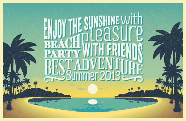 Retro Vintage Summer Poster - Vector, Image