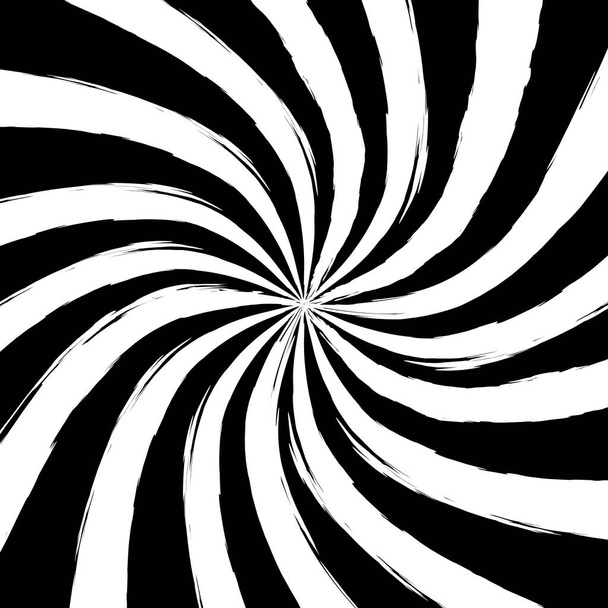 Черно-белый крутящийся радиальный фон Спиральные вращающиеся лучи Спиральные лучи Солнечные лучи - Фото, изображение