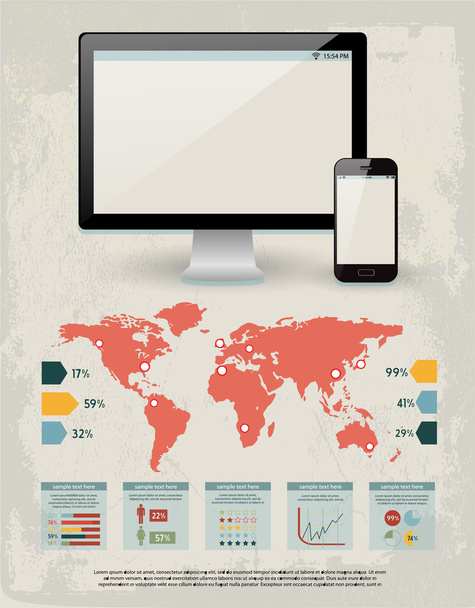 Elements for your documents and reports with three touchscreen devices - Vector, Image