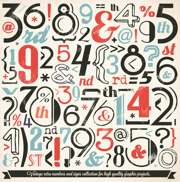 Various Vintage Number and Typography Collection - Vector, Image